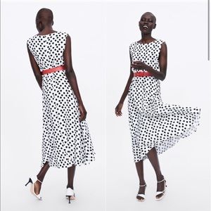 Zara black and white polka dot maxi dress
